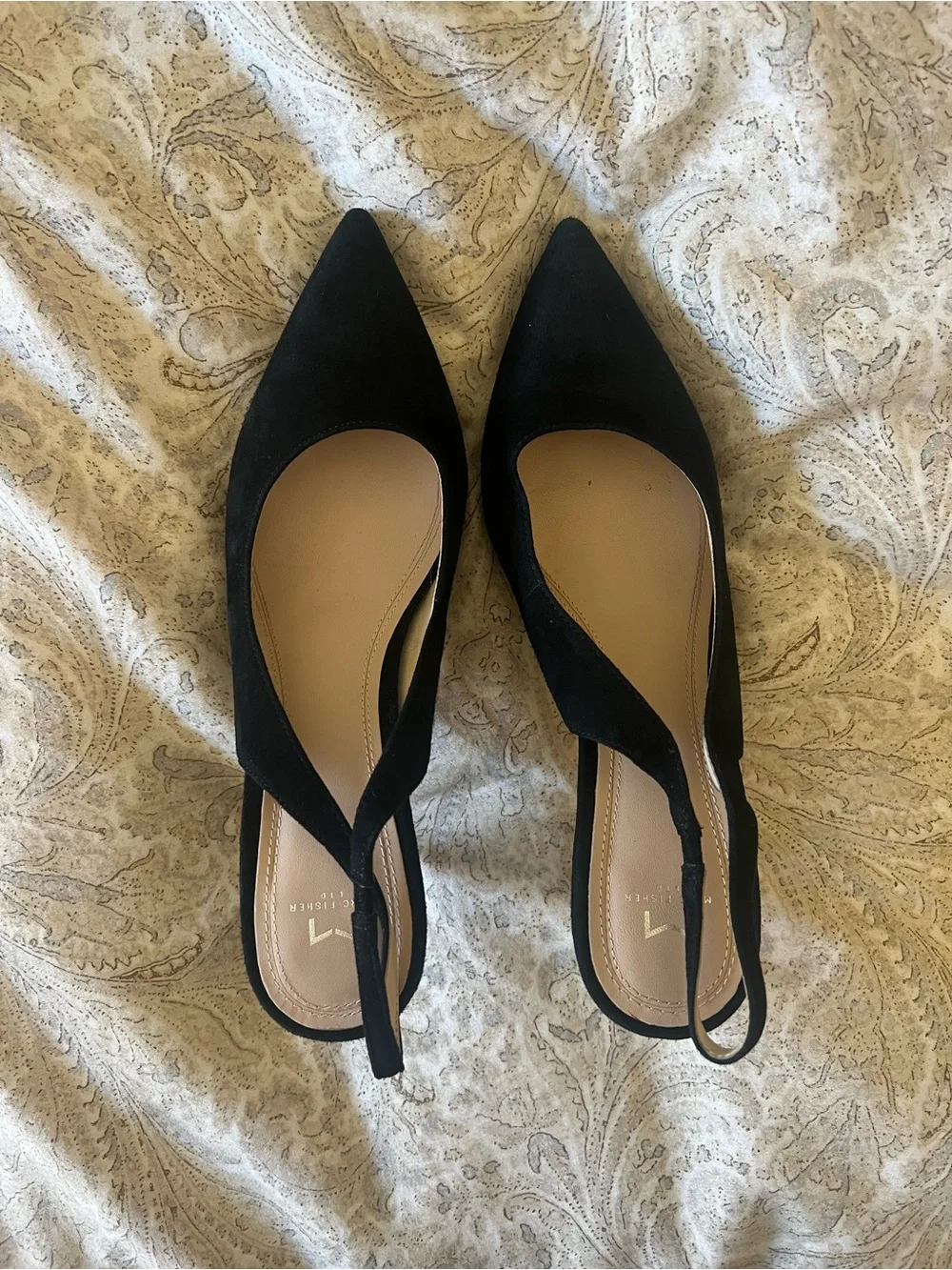 Marc Fisher Black Suede Slingback Heels 9